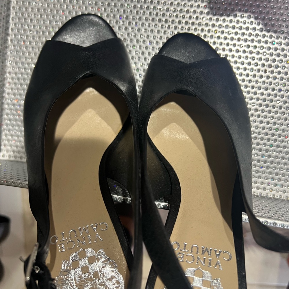 Vince Camuto Black Peep Toe Heels